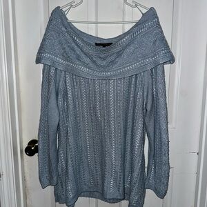 NWOT Light Blue Off-Shoulder Knit Sweater